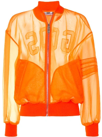 Gcds Long Sleeve Organza Bomber Jacket In Orange
