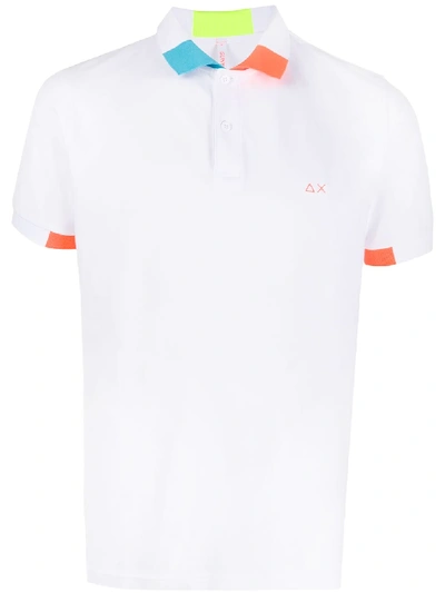 Sun 68 Logo Polo Shirt In White