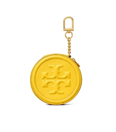 Tory Burch Fleming Logo Embossed Wallet In Yellow