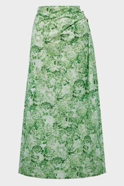 Ganni Floral-print Cotton-poplin Skirt