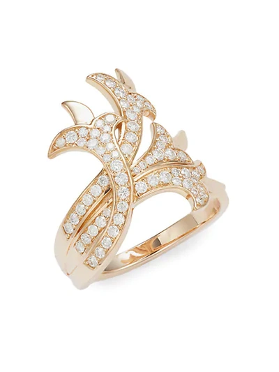 Sara Weinstock French Tulip 18k Rose Gold & Diamond Intertwining Ring
