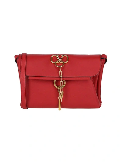 Valentino Garavani Medium V-chain Leather Shoulder Bag In Red