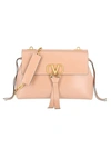 VALENTINO GARAVANI LARGE V-RING LEATHER SHOULDER BAG,0400012726552