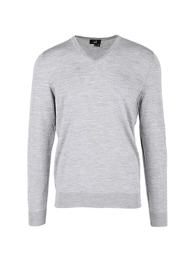 Dunhill Merino Wool V-neck Sweater In Grey