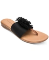 Andre Assous Novalee Womens Embellished Fringe Pom Thong Sandals In Black