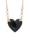 RACHEL QUINN SHACKLED HEART 14K GOLD AND ONYX NECKLACE,828055