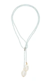 JOIE DIGIOVANNI GOLD-FILLED; AQUAMARINE; DIAMOND AND PEARL NECKLACE,828387