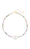 JOIE DIGIOVANNI GOLD-FILLED; TOURMALINE AND PEARL NECKLACE,828398