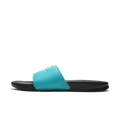 Nike Benassi Jdi Men's Slide In Black/oracle Aqua/ghost Green