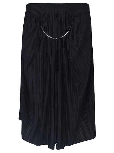 Balmain Ring Detail Pleated Skirt In Black