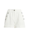 Balmain Button Detailed Cotton Shorts In White