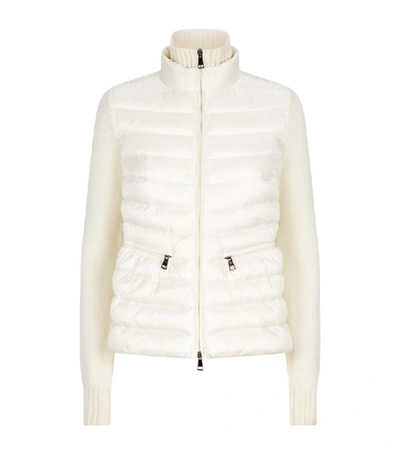 Moncler Padded Down Cardigan In Bianco