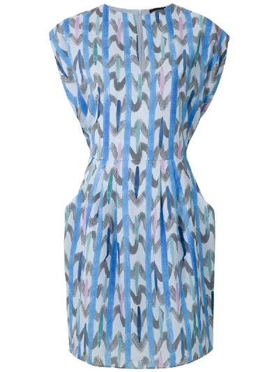 Emporio Armani Abstract-print Short-sleeve Dress In Blue