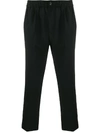 Ami Alexandre Mattiussi Ami Cropped Elasticated Waist Trousers In Black