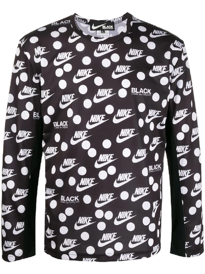 Black Comme Des Garçons X Nike Signature Swoosh Polka Dot Top In Black