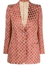 Gucci Gg Metallic-threading Single-breasted Blazer In Orange