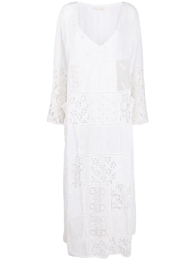 Anjuna Perforated Patchwork Dress In White
