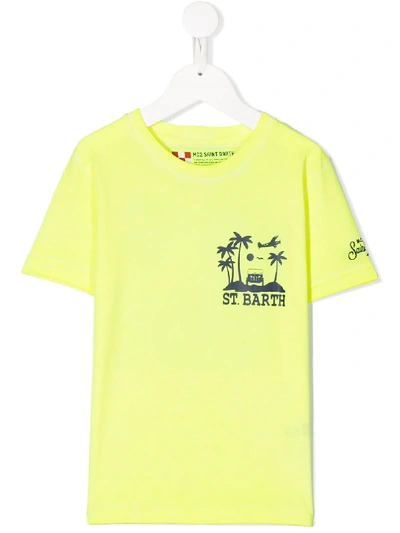 Mc2 Saint Barth Babies' Logo Print T-shirt In Yellow