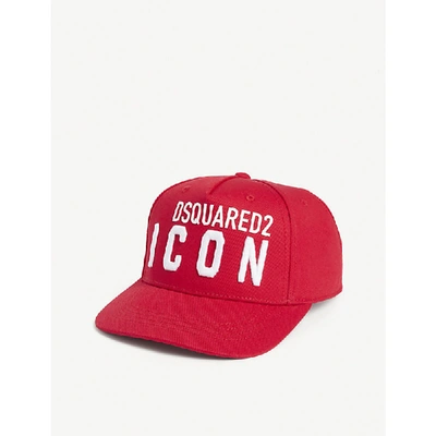 Dsquared2 Kids' Icon Cotton Cap 8-14 Years In Red