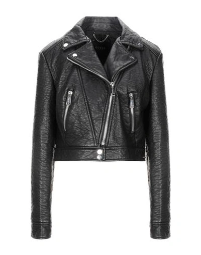 Guess Rosetta Viper Faux Leather Moto Jacket In Black