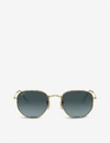 Ray Ban Womens Ray-ban Rb3548n Gold-tone Metal And Glass Hexagonal Sunglasses In Gold