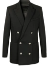 Balmain Double-breasted Wool-twill Blazer In Black