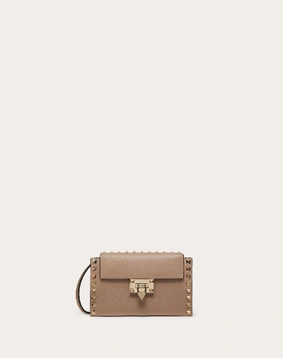 Valentino Garavani Rockstud Grainy Calfskin Crossbody Bag In Neutrals