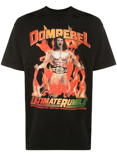 Domrebel Destroyed Crystal Wrestler T-shirt In Black
