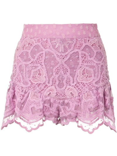 Alexis Inka Mixed Lace Shorts In Lilac Macrame