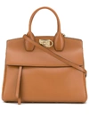 Ferragamo Medium The Studio Calfskin Leather Top Handle Bag In Neutrals
