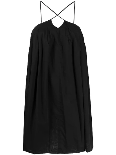 Erika Cavallini Spaghetti-strap Trapeze Mini-dress In Black