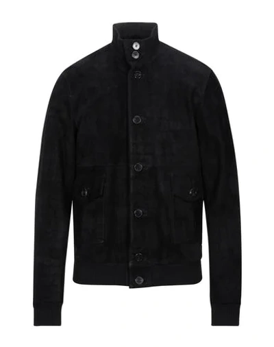 Aglini Leather Jacket In Black