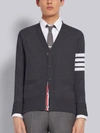 Thom Browne Intarsia Stripes Wool Cardigan In Grey