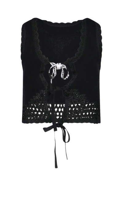 Off-white Embroidered Vest In Black