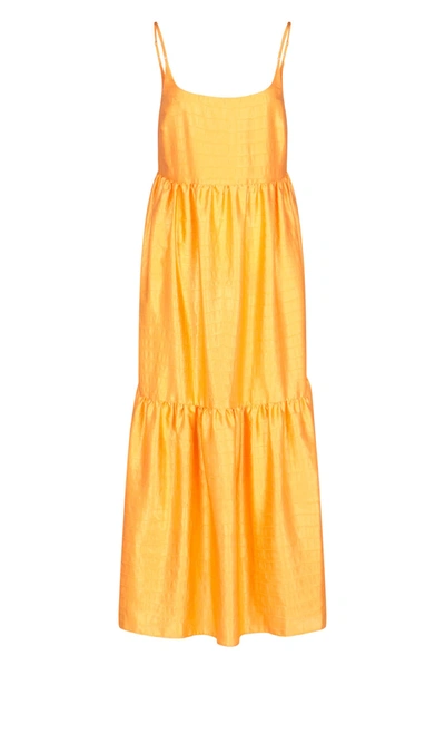Sies Marjan Brianna Crocodile-embossed Satin Maxi Dress In Yellow