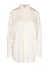 Saint Laurent Embellished Silk Satin Shirt In White