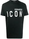 Dsquared2 Black Crewneck T-shirt With Maxi Logo Print On The Front In Cotton Man In Black
