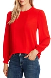 Cece Pintucked Smocked Cuff Chiffon Top In Candy Apple