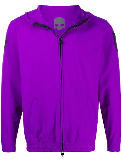 Hydrogen Zip-front Logo-patch Hoodie In Purple