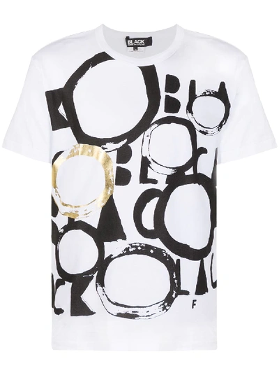 Black Comme Des Garçons Geometric Print T-shirt In White