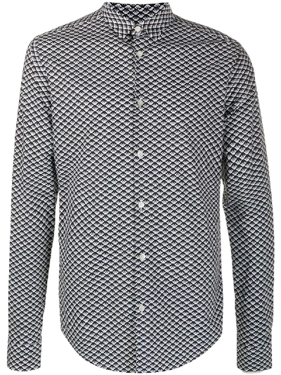 Emporio Armani All Over Op-art Shirt In Black