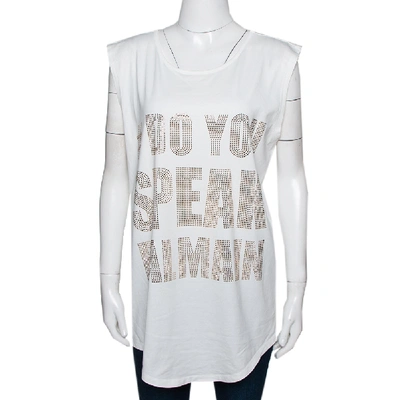 Pre-owned Balmain ' Embellished Sleeveless Top S In White
