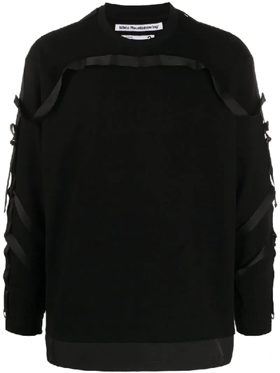 White Mountaineering Strap-detail Crew Neck Sweatshirt In Black