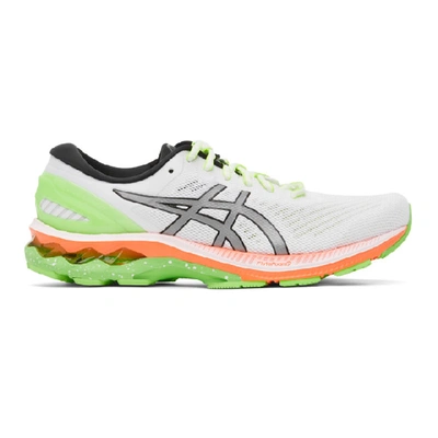 Asics White & Green Gel-kayano 27 Lite-show Sneakers In White/pure Silver