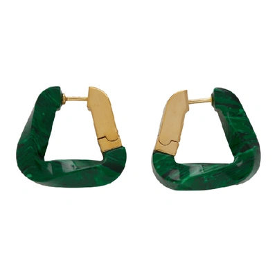 Bottega Veneta Green Twisted Triangle Hoop Earrings In 9800 Natura