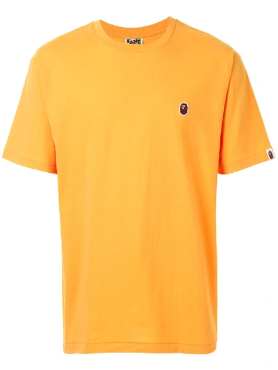 Bape Silicon Ape Head One Point T-shirt In Yellow