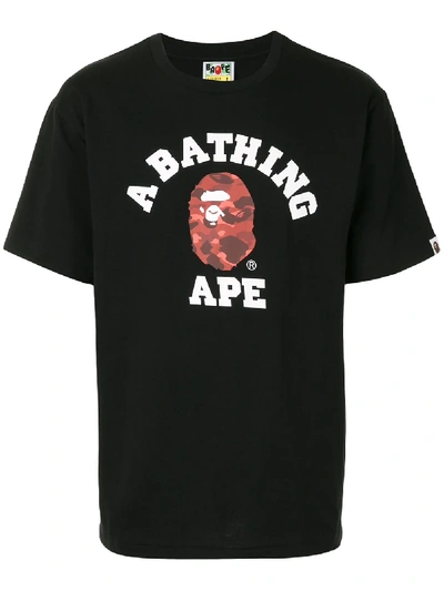 Bape Logo Print T-shirt In Black