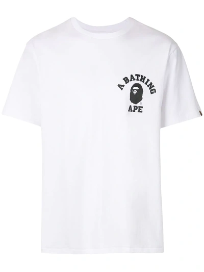 Bape Space Camo College Printed T-shirt In White