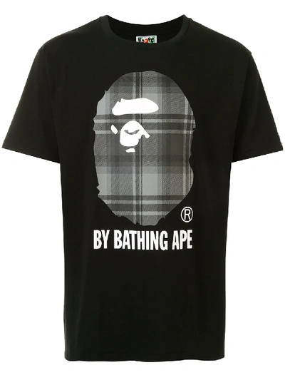 Bape Check Printed T-shirt In Black