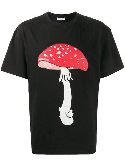 Jw Anderson Mushroom-print Cotton-jersey T-shirt In Black